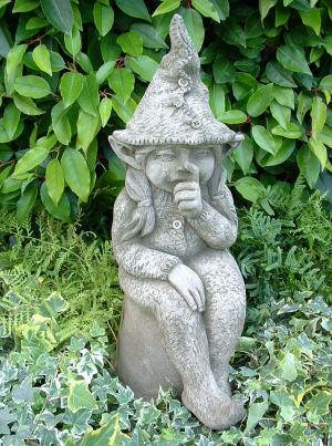 Emma pixie on a flowerpot stone statue